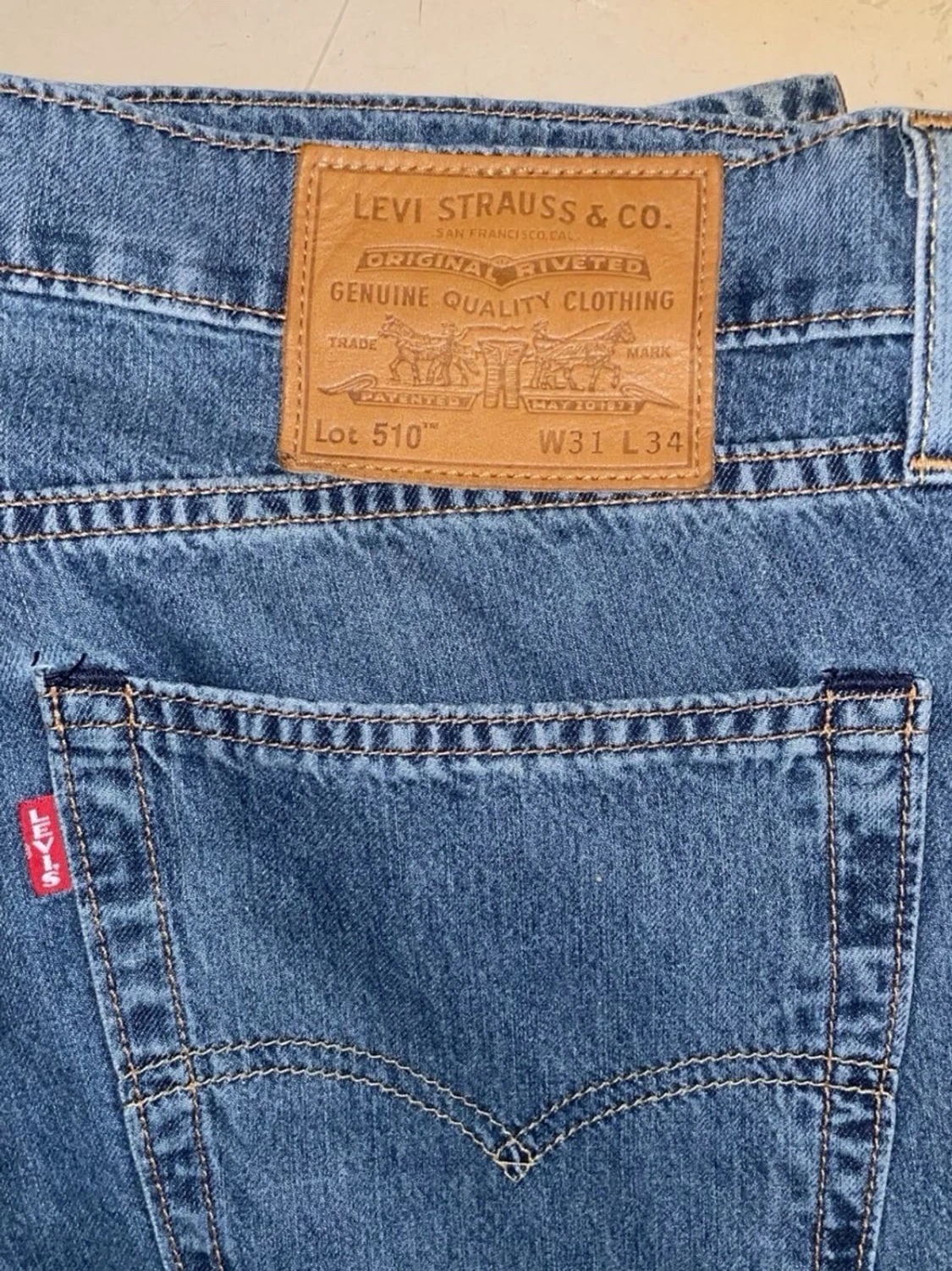 (W31  L34) 510 Levi's blå raka jeans - 3