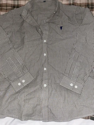 Randig skjorta från Polo Ralph Lauren - Klassisk skjorta från Polo Ralph Lauren i smalrandigt mönster i vitt och grått. Skjortan har lång ärm, knappar framtill och en broderad logga i blått på bröstet. Tillverkad i mjuk bomull och perfekt för en clean och stilren look.
