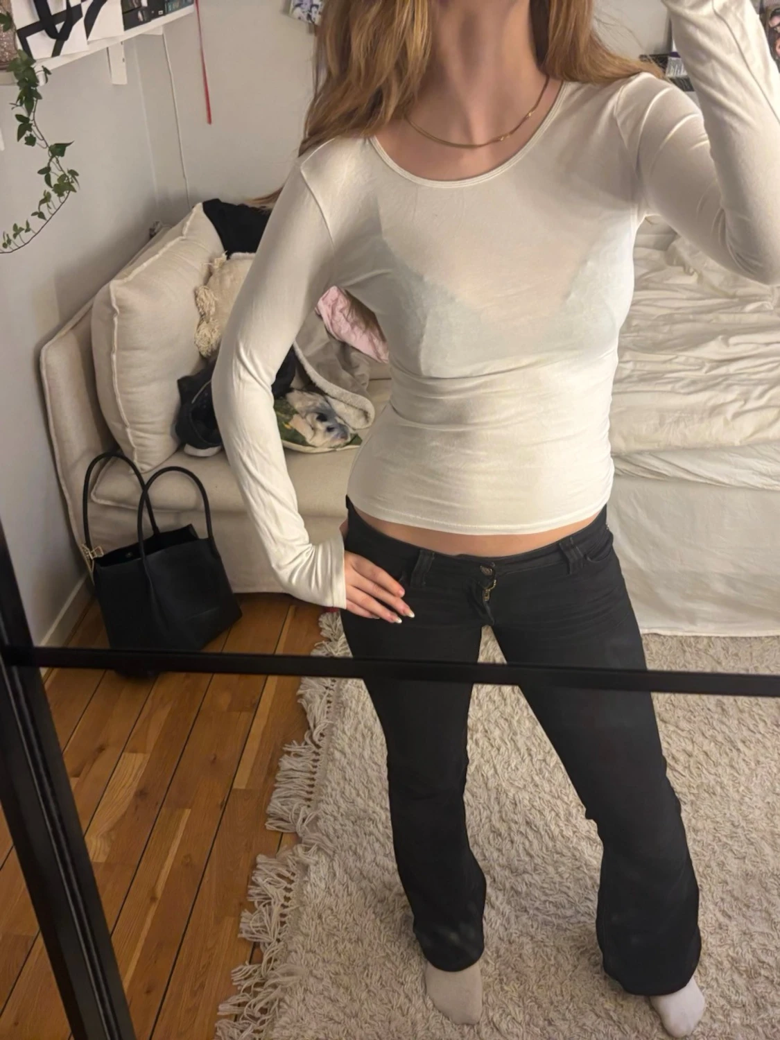 Vit långärmad topp - 1