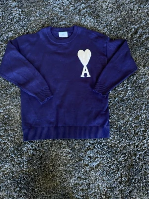 Marinblå hoodie från Ami Paris  - Säljer nu min hoodie från Ami Paris då den inte används längre pris ej hugget i sten hör av dig vid några frågor 