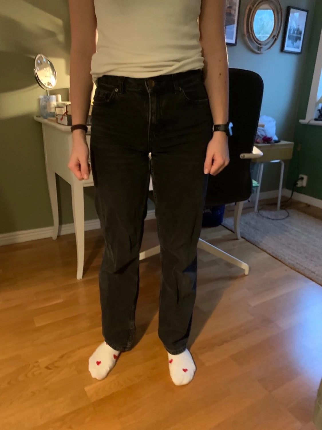Svarta raka jeans med hög midja