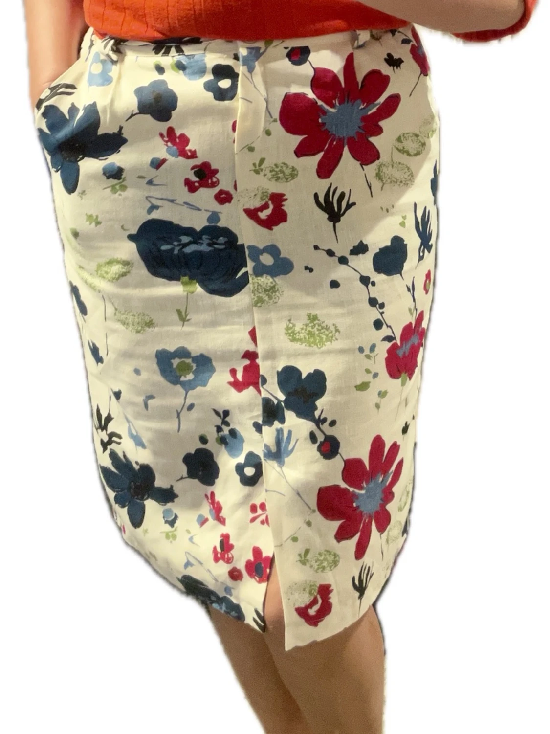 VeTa Estonian Linen Floral Pencil Skirt XL — Like New