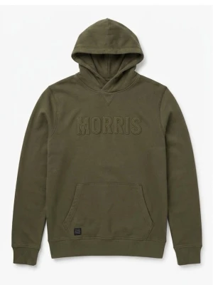 Olivgrön hoodie från Morris - Snygg olivgrön hoodie från Morris med stor magficka och broderad logga på bröstet. Klassisk huva och ribbade muddar vid ärmslut och nederkant. Perfekt för en avslappnad och trendig stil.