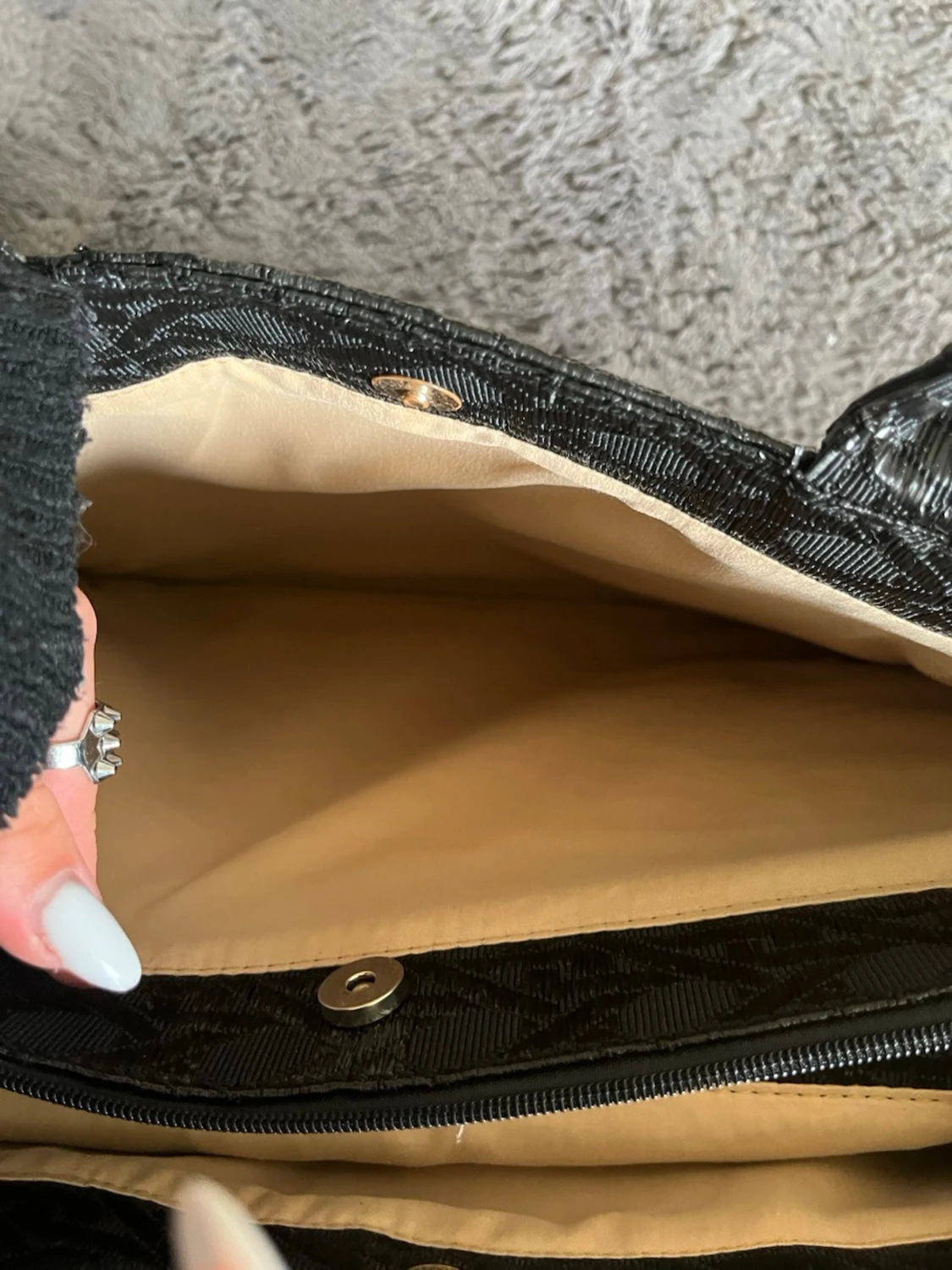 Svart mönstrad toteväska - 3