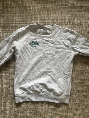 Grå Håkan Hellström sweatshirt - Grå sweatshirt med tryck fram och stort motiv bak från Håkan Hellström.❤️ fint skick, endast använd en gång!! Sedan tvättad! Stl S!! Jättefint bra material, helt slutsåld! Nypris 900kr!