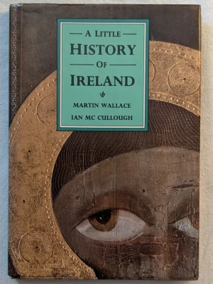 A Little History of Ireland bok - En bok med titeln 'A Little History of Ireland' av Martin Wallace och Ian Mc Cullough. Omslaget är brunt med ett konstnärligt öga och gulddetaljer samt en grön titelruta. Perfekt för dig som gillar historia och vill veta mer om Irland. Bredd ca 11 cm , längd ca 15,5 cm