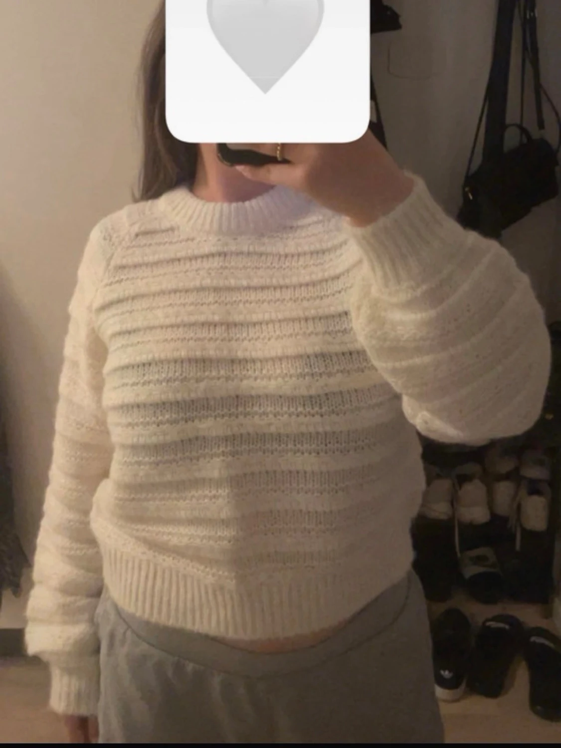 Vit ribbstickad tröja - 1