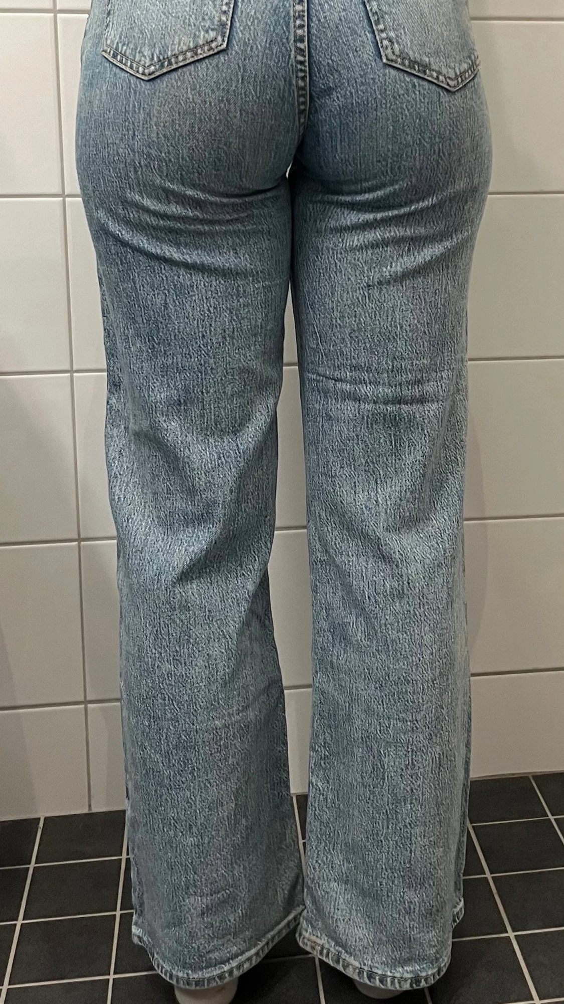 Blå raka jeans med hög midja - 2