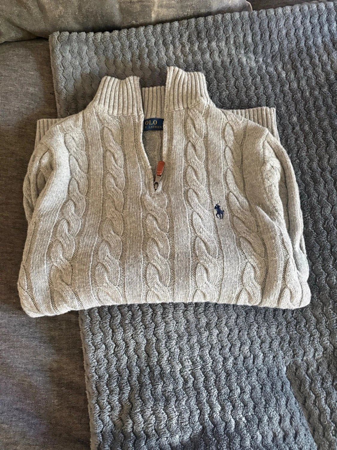 Ljusgrå kabelstickad tröja Polo Ralph Lauren - 1