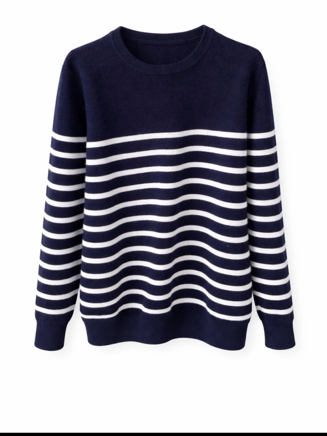 Marinblå randig cashmere tröja