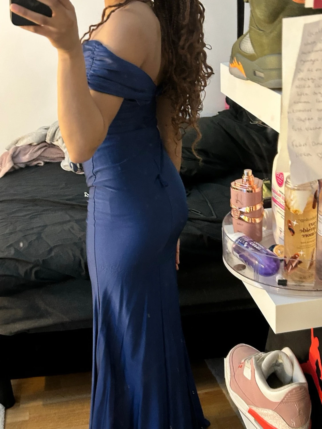  Fashion nova Marinblå långklänning offshoulder - 3