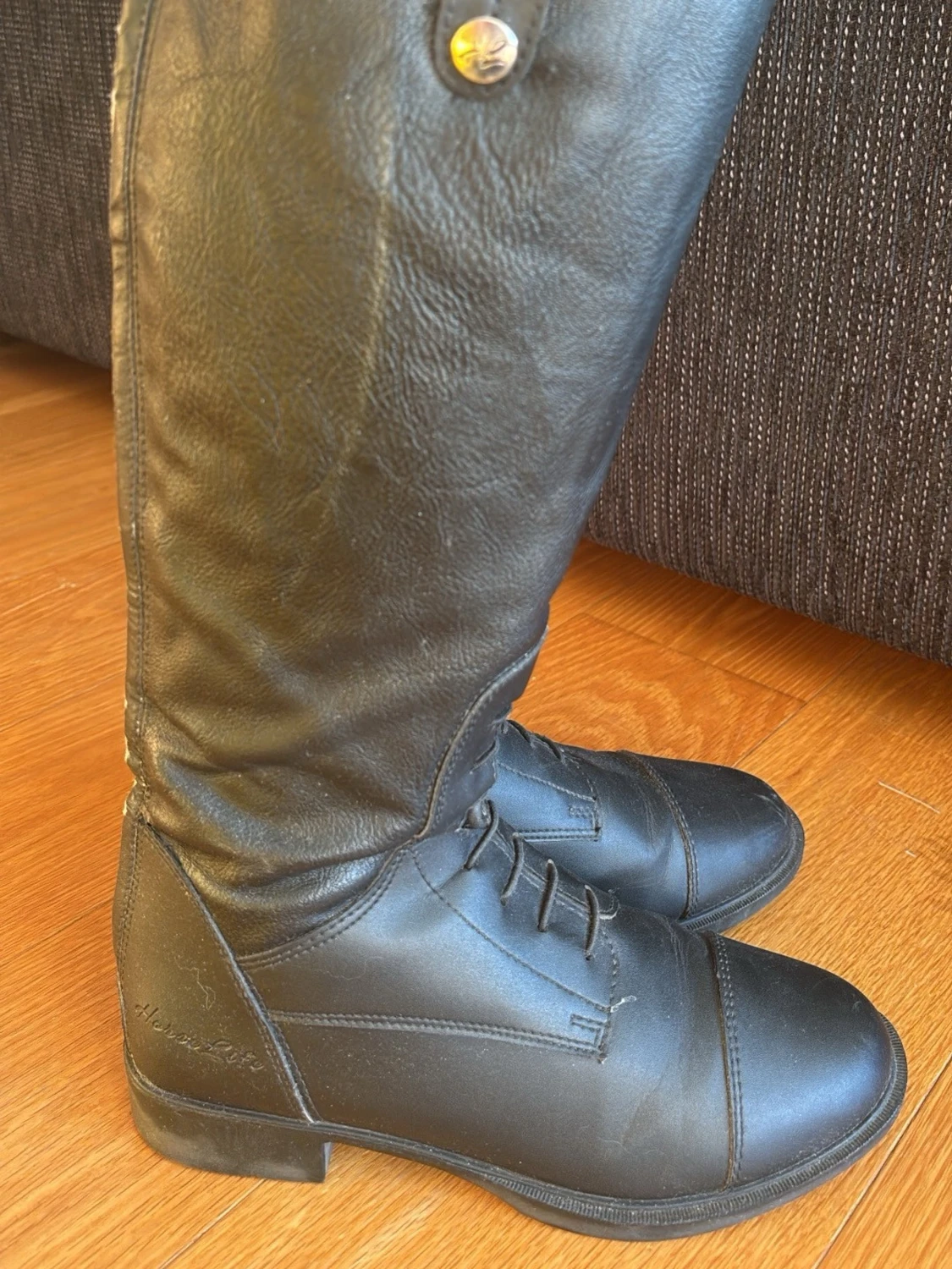 Svarta höga ridstövlar i läder - 3