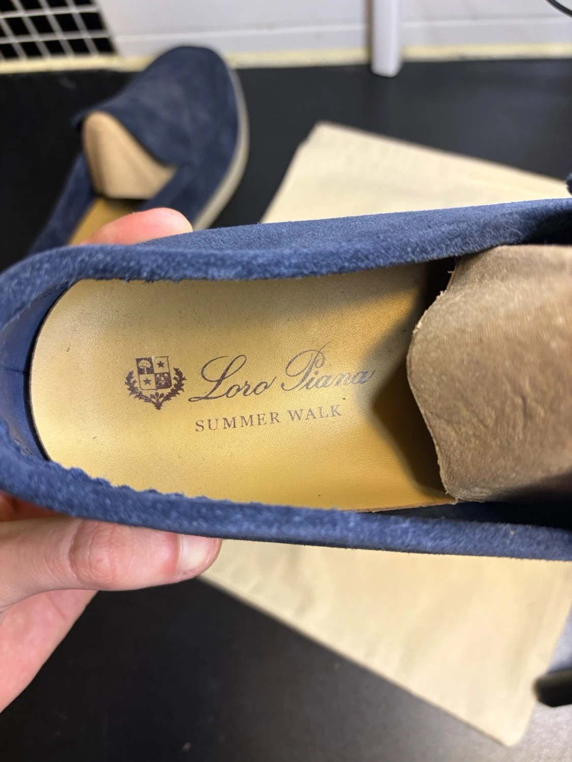 Blå mocka loafers från Loro Piana - 4