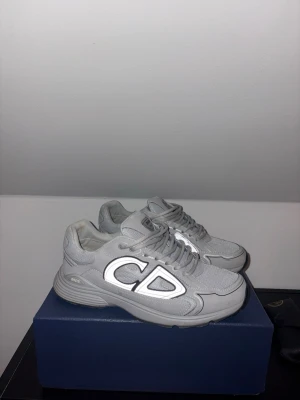 Grå B30 sneakers - Snygga grå B30 sneakers med stora CD-loggor på sidan. Skorna har en sportig siluett, mesh och läderdetaljer samt tjock sula för extra komfort. Perfekta för dig som gillar exklusiva och trendiga sneakers.