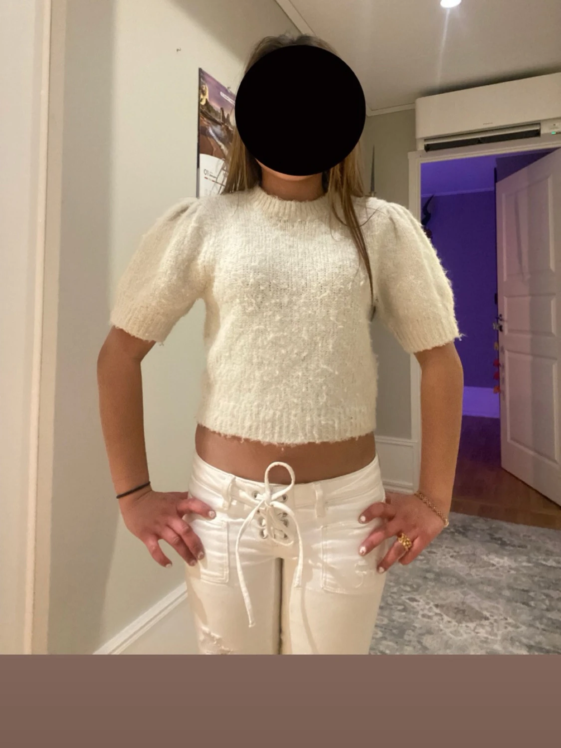 Vit fluffig croppad topp - 3