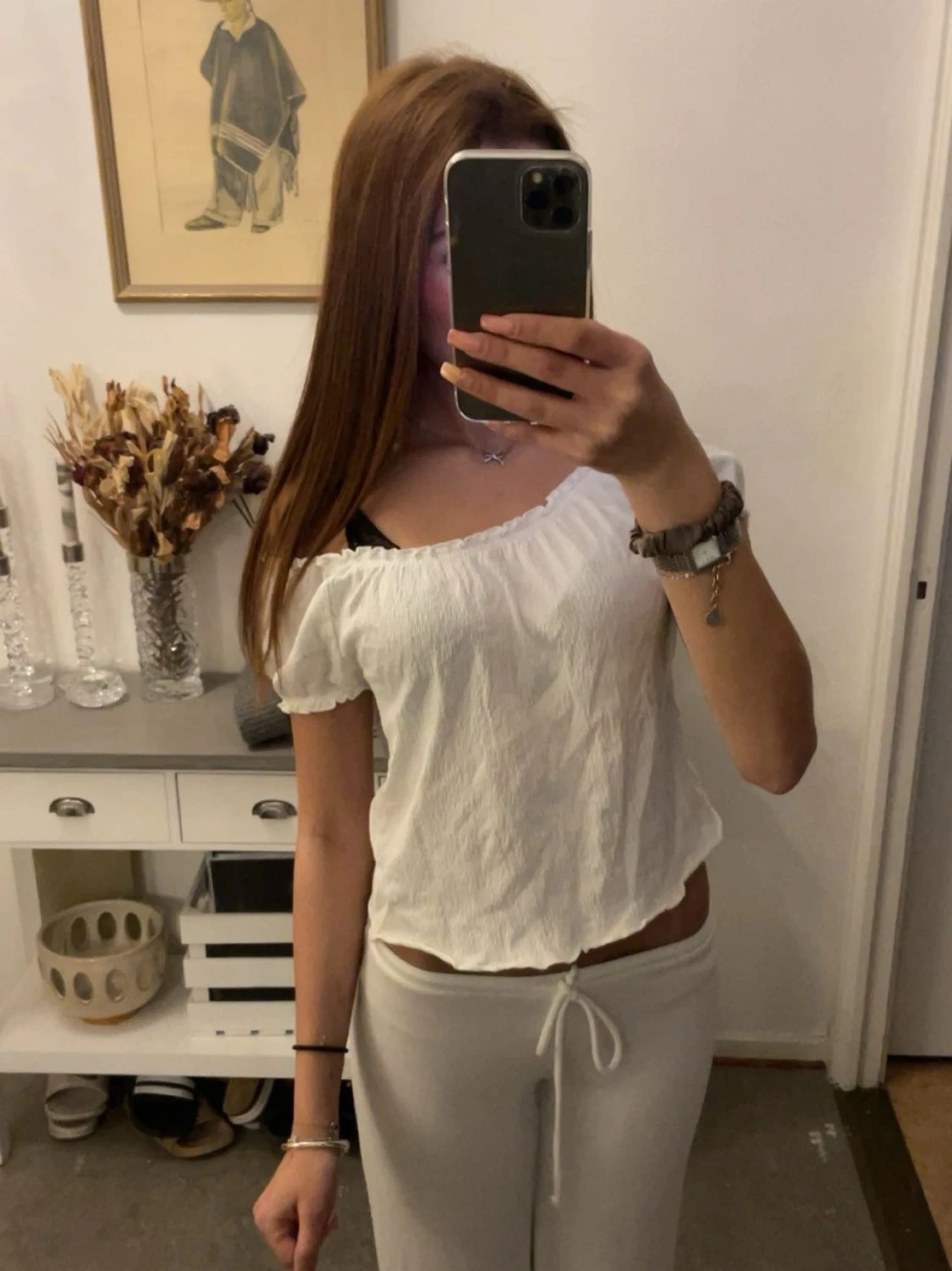 Vit offshoulder topp i bomull