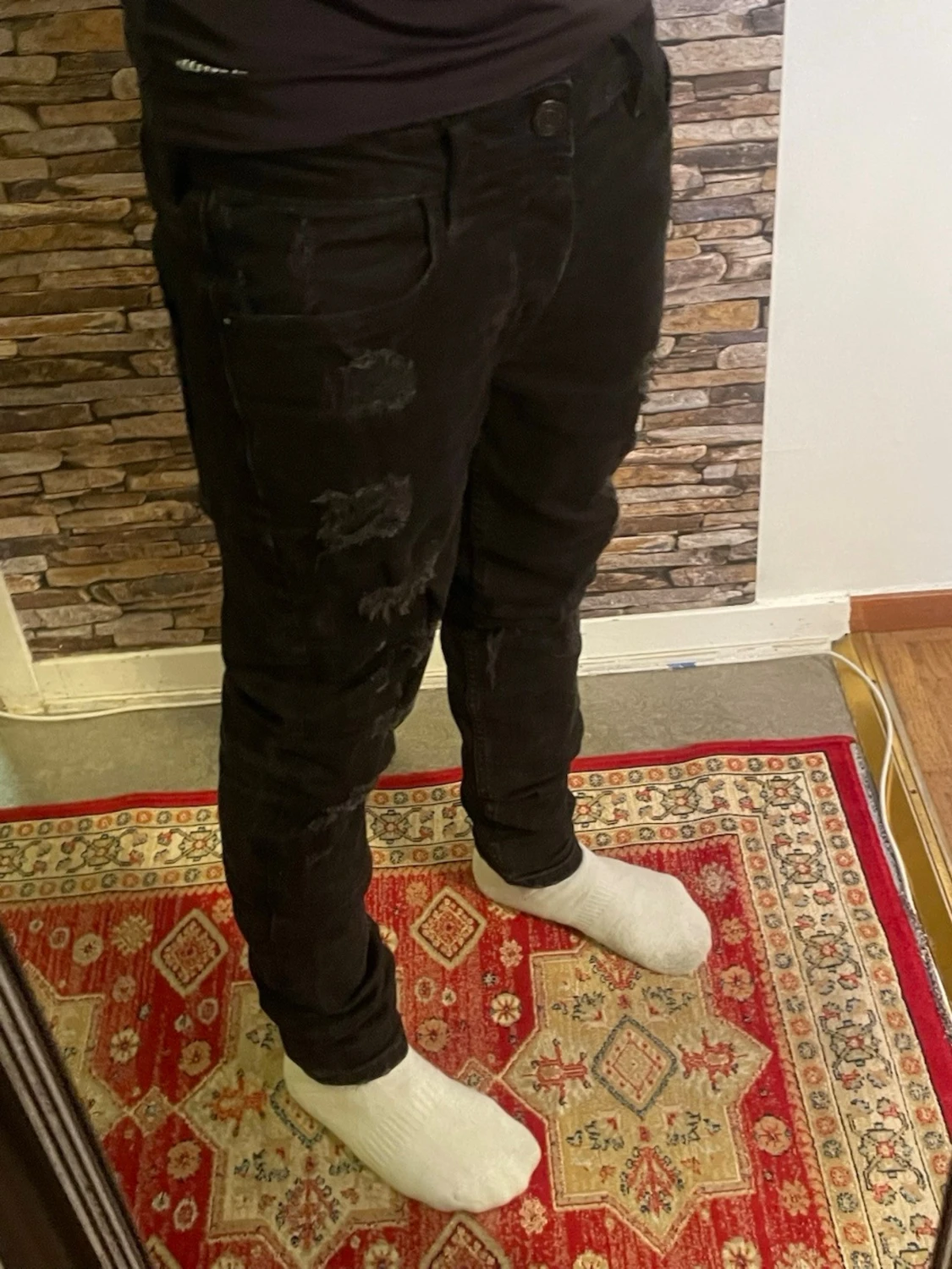 Svarta ripped jeans med slim fit - 1