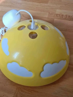 Vintage IKEA Skojig Ceiling Lamp – Henrik Preutz - Beautiful vintage IKEA Skojig ceiling lamp, designed by Henrik Preutz. A charming and playful design with a white semi-spherical shade and translucent cloud-shaped cutouts that create a soft, cozy glow.  ✨ Details:  • Discontinued model • Perfect for a children’s room, nursery, or retro-inspired interior • Gently used and in very good condition  A lovely and hard-to-find vintage IKEA piece with a whimsical Scandinavian design.