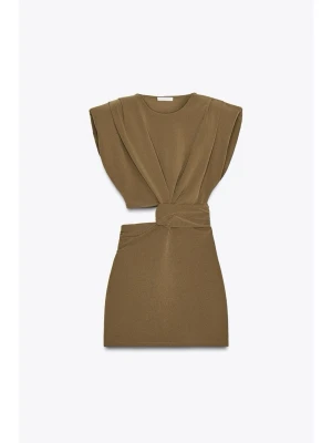Kort klänning Zara - Kort khaki färgad klänning från Zara i storlek S, aldrig använd med prislappen kvar