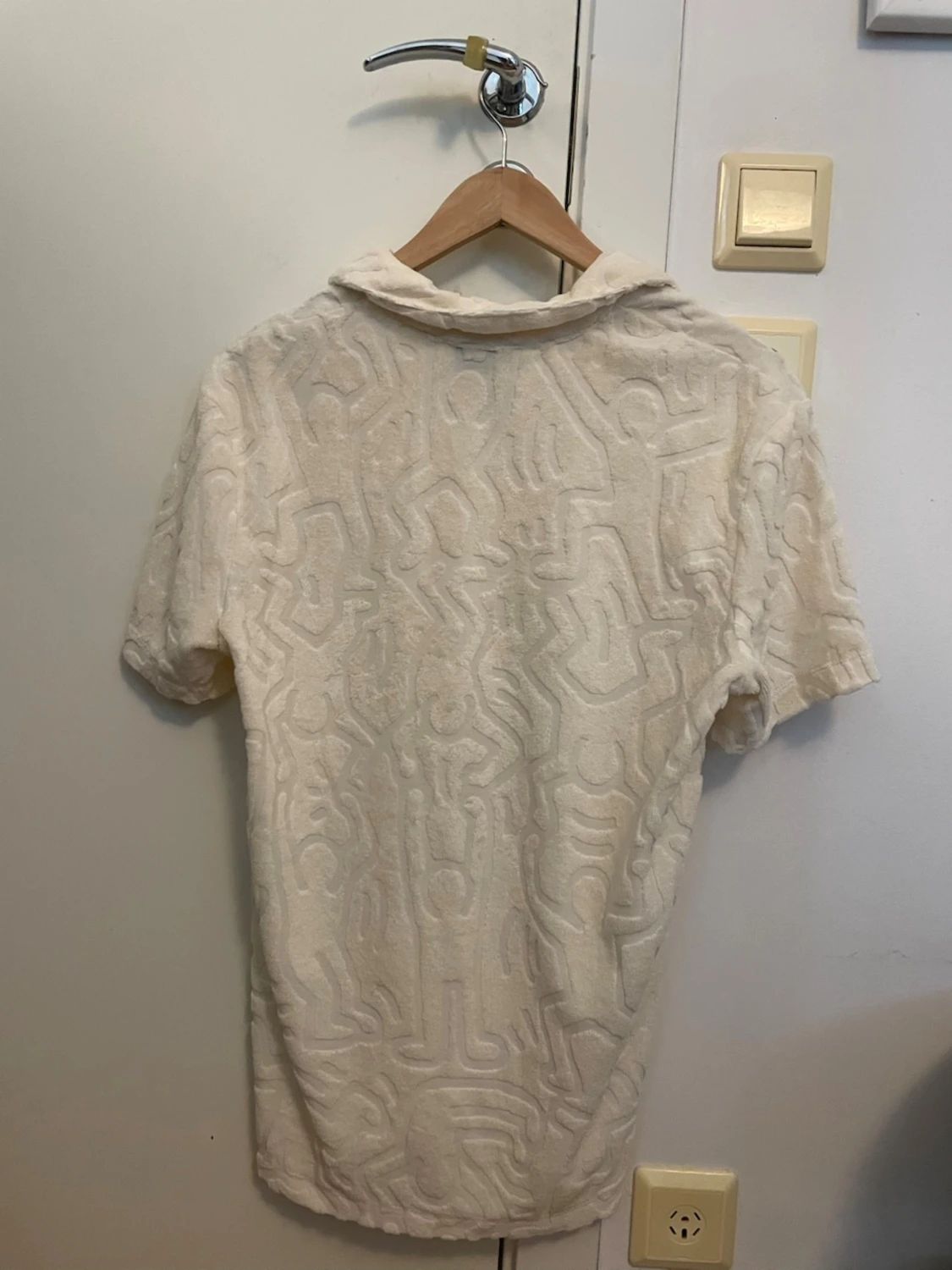 Beige frotté polotopp med mönster - 1