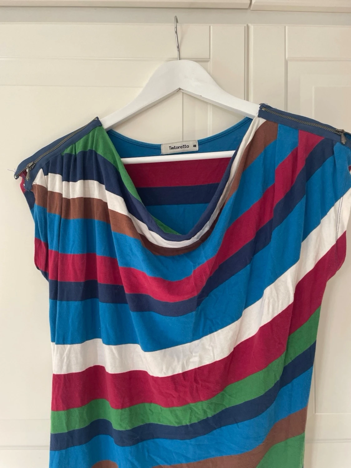 Randig cowlneck klänning - 5