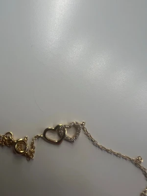 Guldarmband med dubbla hjärtan - Fint armband i guldton med två sammanlänkade hjärtan, där det ena hjärtat är dekorerat med små glittrande stenar. Tunt kedjearmband som ger en elegant och romantisk look. Perfekt accessoar för att lyfta vilken outfit som helst. Org pris 399 (glud planterat) så du sparar 50 kr💓💓😽
