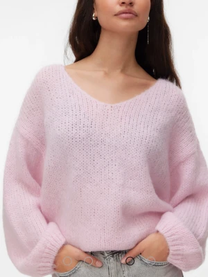 Ljusrosa oversized stickad tröja -  ljusrosa stickad tröja nästan oanvänd från Vero Moda 