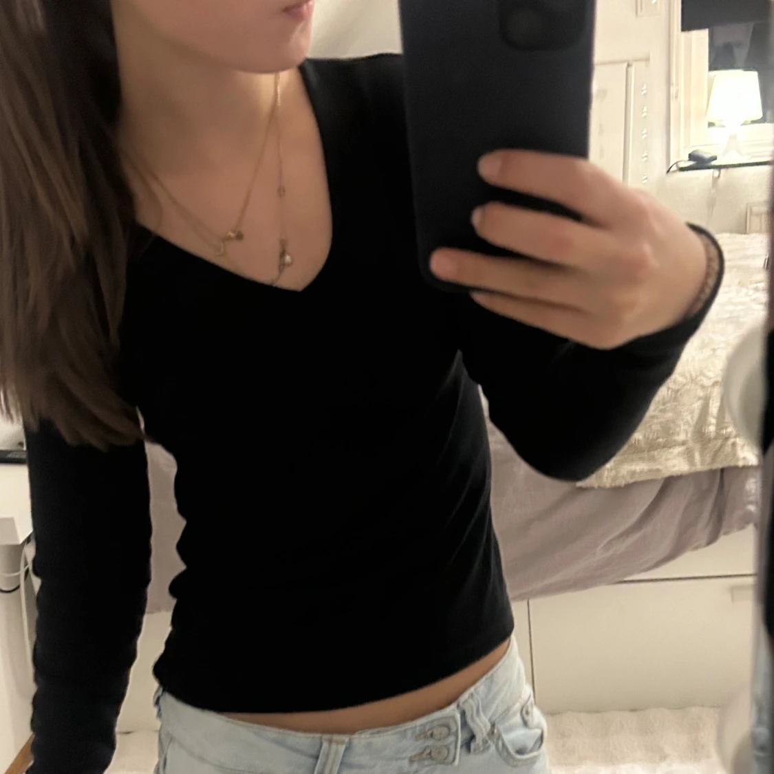 Svart ribbad långärmad tröja 157