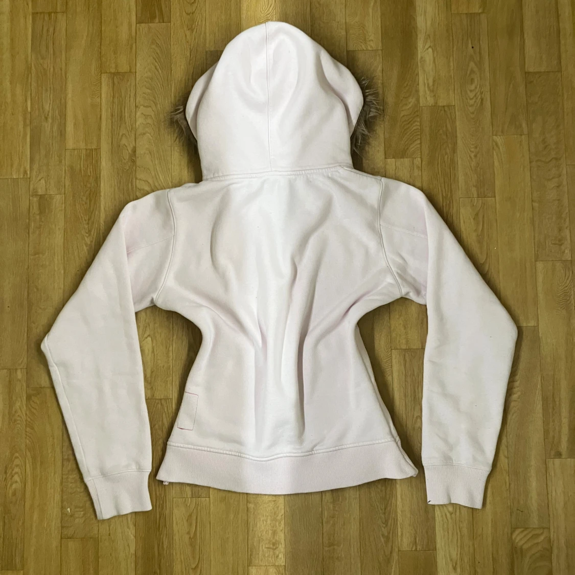 Ljusrosa zip hoodie med päls - 1