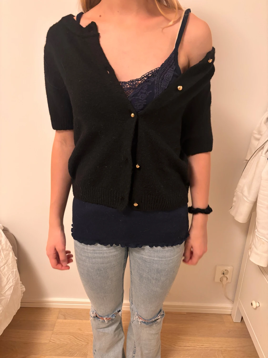 Svart kortärmad kofta från H&M