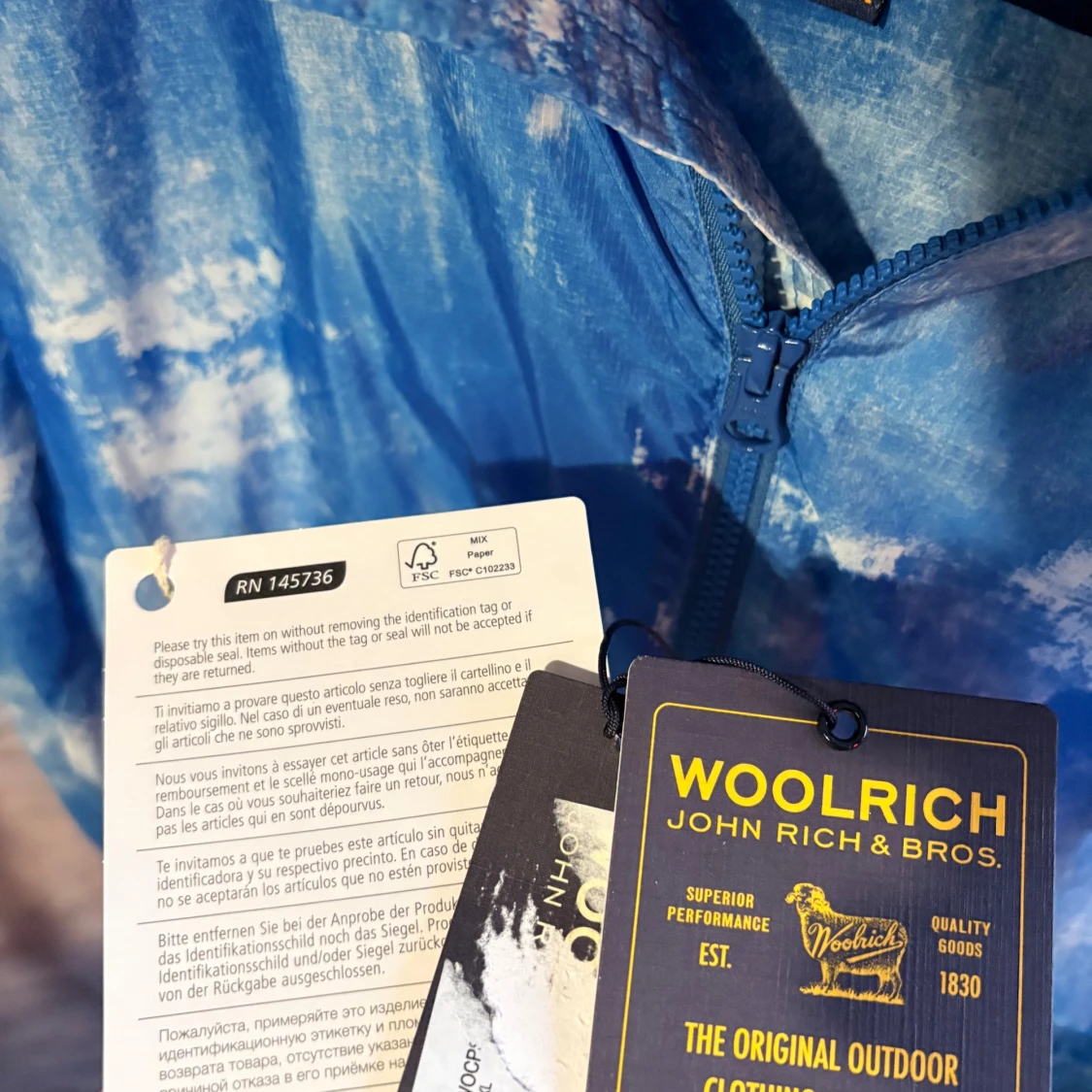 Blå mönstrad vindjacka Woolrich - 3