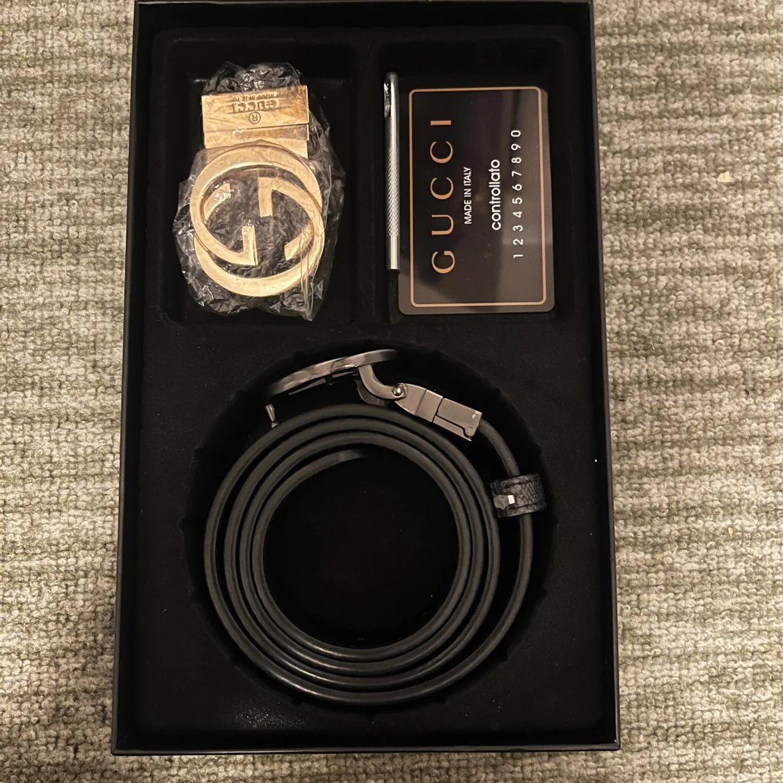 Svart Gucci bälte med GG-spänne - 3