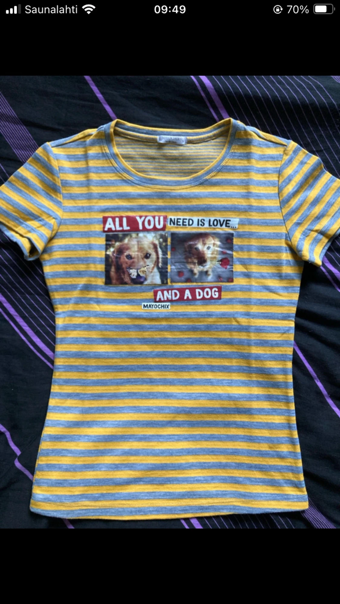 Randig gul och grå t-shirt från Mayochix - 2