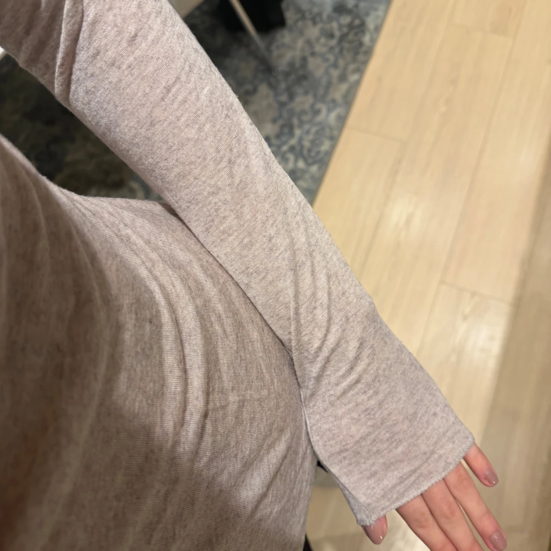 Beige långärmad slim topp - 1