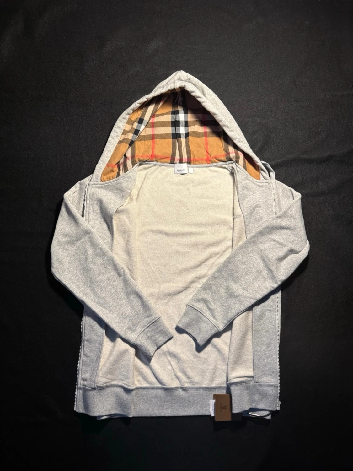 Grå burberry hoodie  - 2