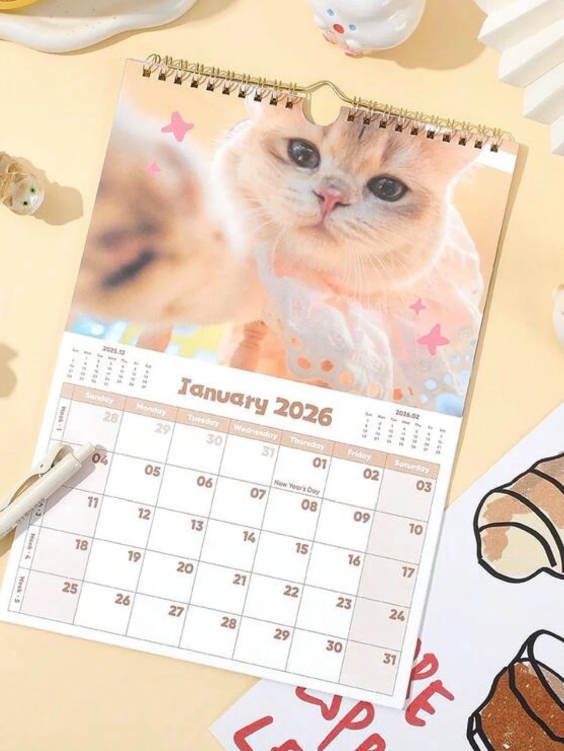Calender 2026 djur , katten - 1