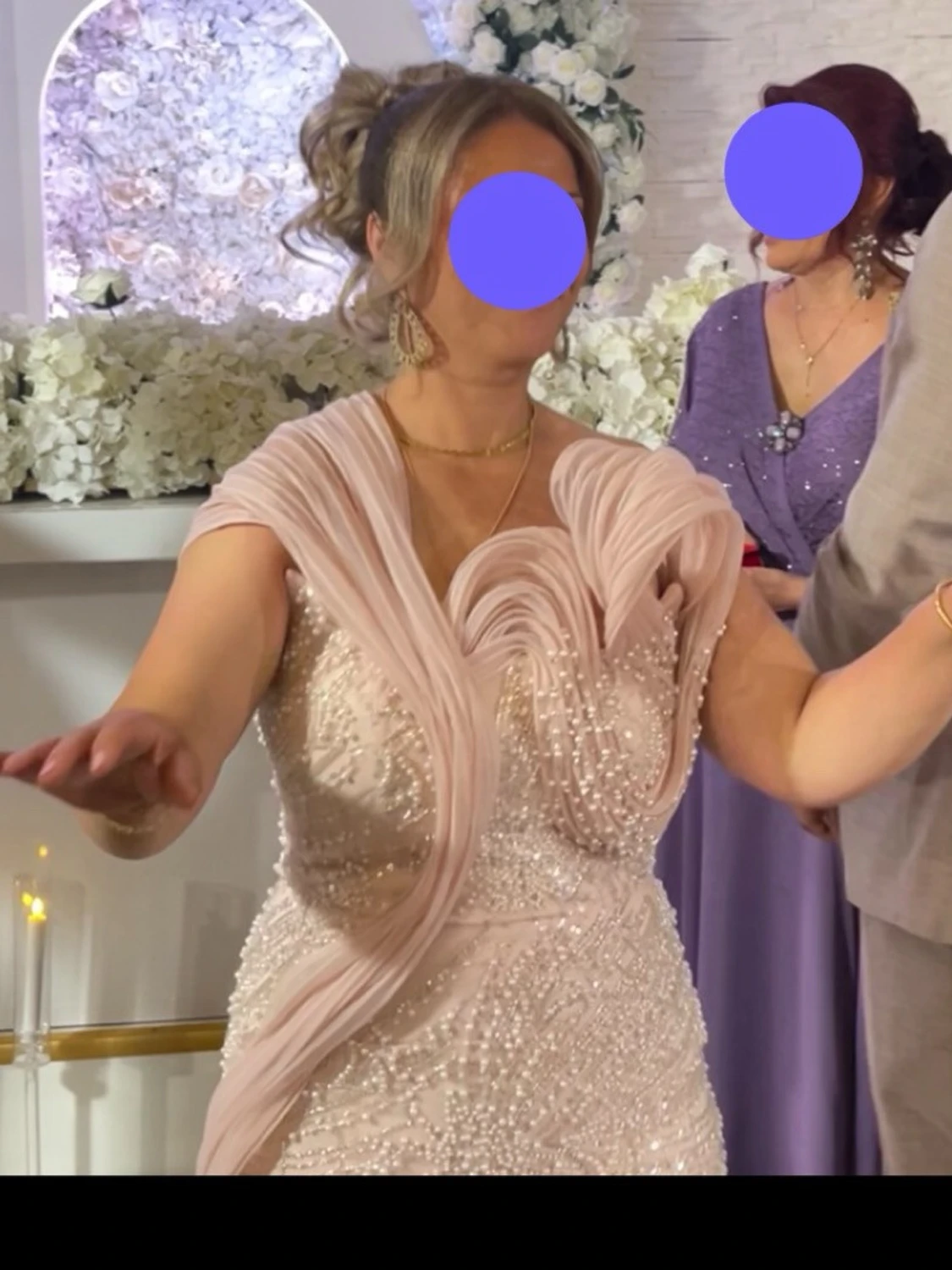 Ljusrosa glittrig långklänning - 2