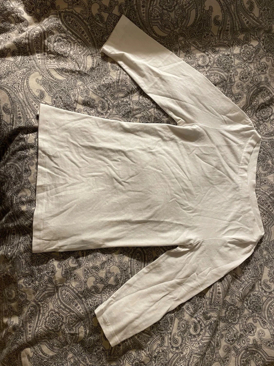 Vit trekvarts ärmar  topp i bomull