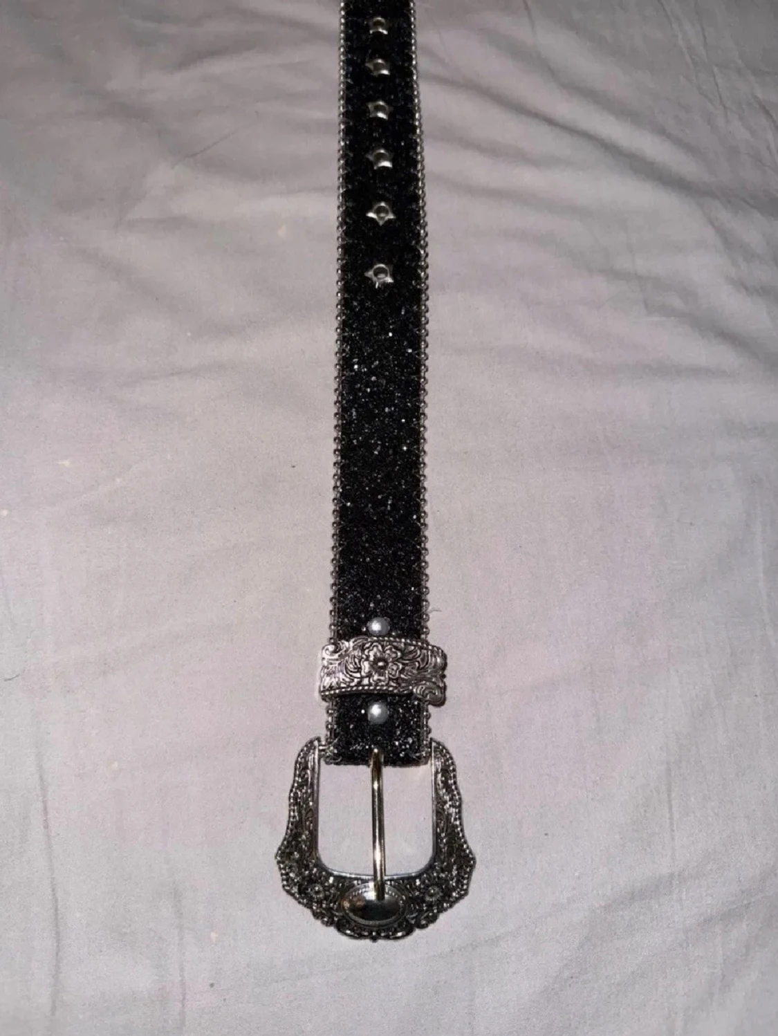 Svart glittrig cowboybälte med stjärnor - 2