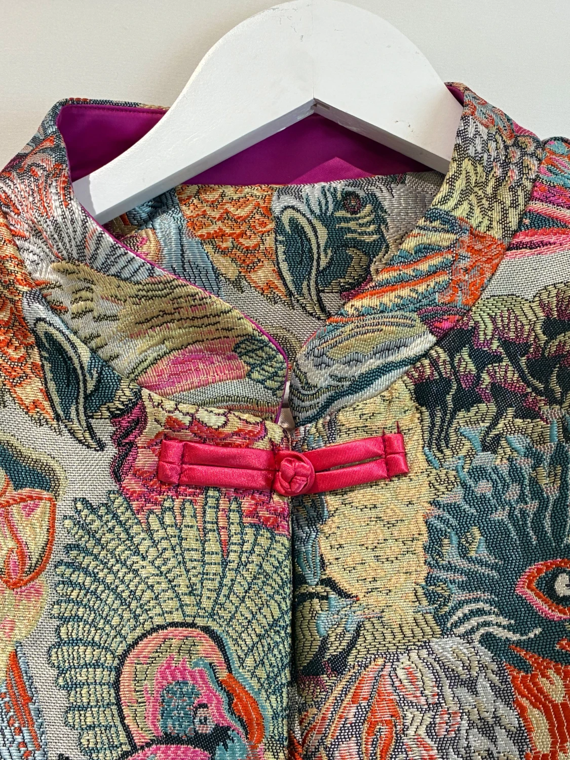 Broderad overshirt med fågelmönster - 1