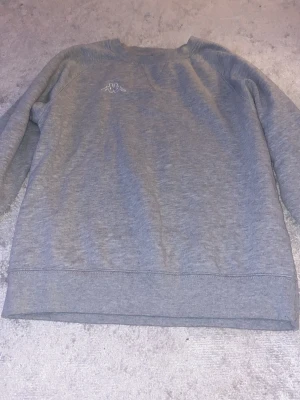 Grå sweatshirt från Kappa - En enkel och stilren grå sweatshirt från Kappa med den klassiska loggan broderad på bröstet. Tröjan har rund halsringning och långa ärmar. Perfekt för chill dagar eller när du vill ha en clean look.