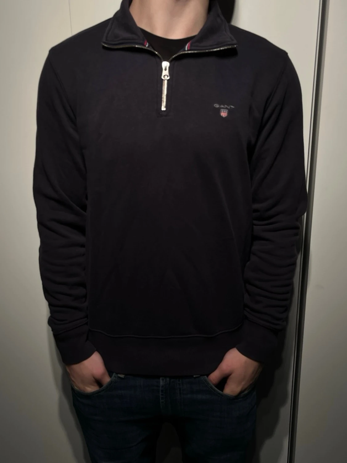Gant quarter Zip mörkblå - 1