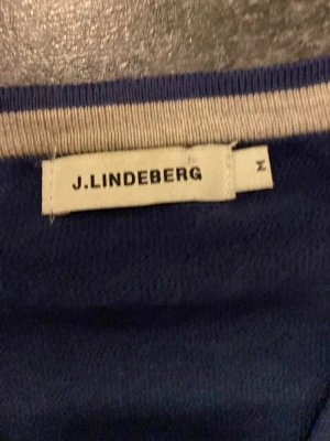 Blå V-ringad tr soppa från J.Lindeberg - Snygg blå V-ringad tröja från J.Lindeberg med diskret logga på bröstet. Tröjan har långa ärmar och ribbade muddar vid ärmslut och nederkant. Perfekt till jeans eller chinos för                            en clean look.