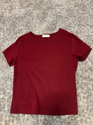 Vinröd topp från Gina tricot  - En enkel och stilren mörkröd t-shirt från Gina. Modellen är croppad med korta ärmar och rund halsringning. Bra skick.