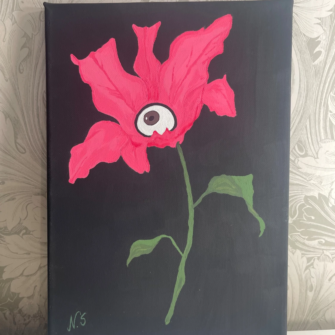 Öga i blomma akrylmålning