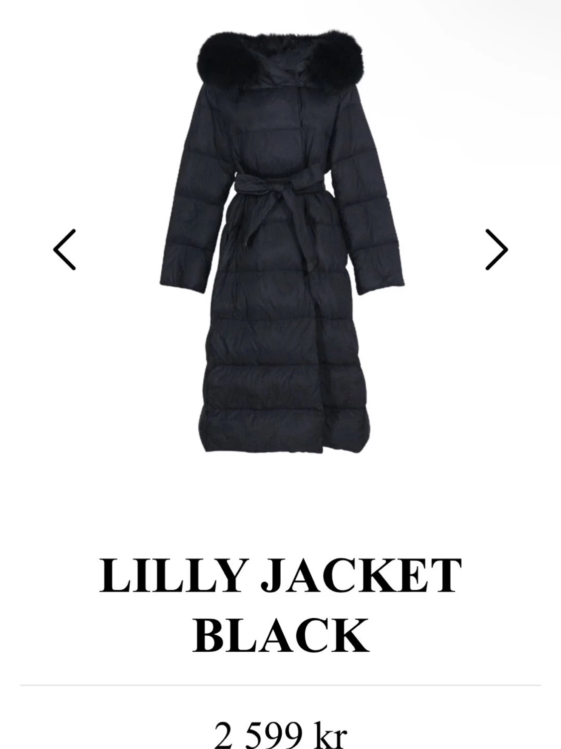 furstocholm - Lång svart pufferjacka 