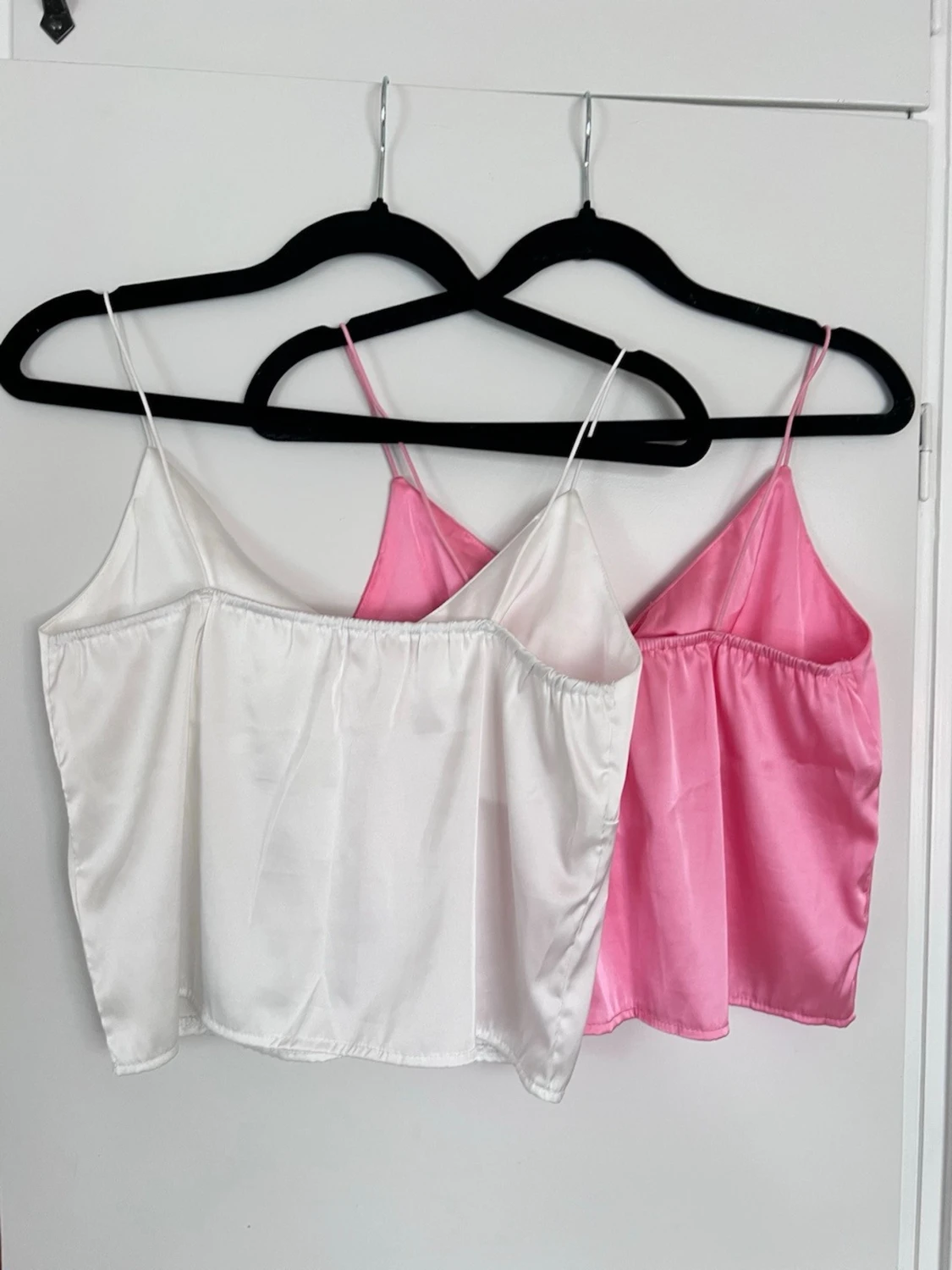 2st linnen i satin i rosa och vitt, storlek S - 1