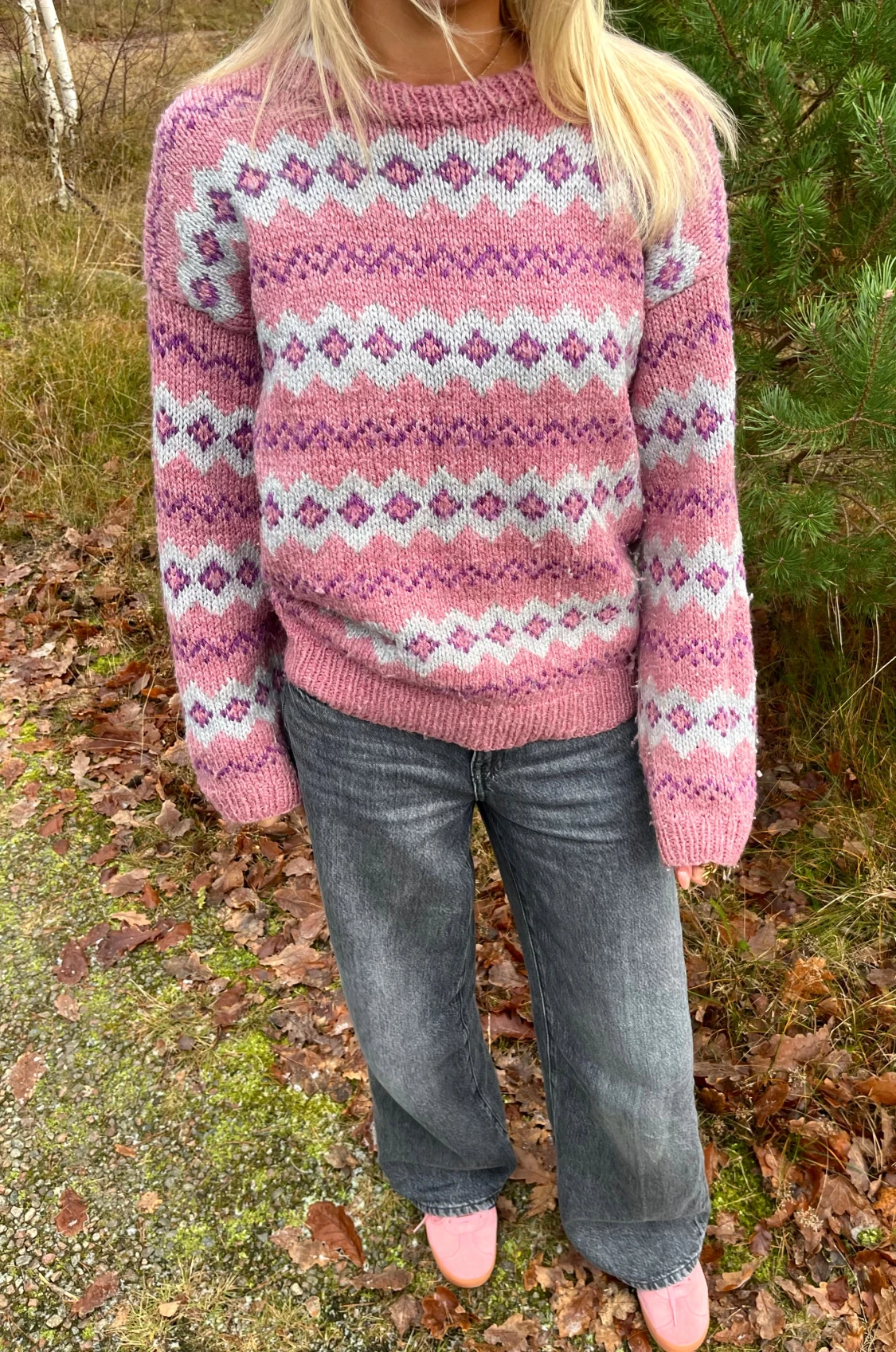 Rosa stickad tröja - 4