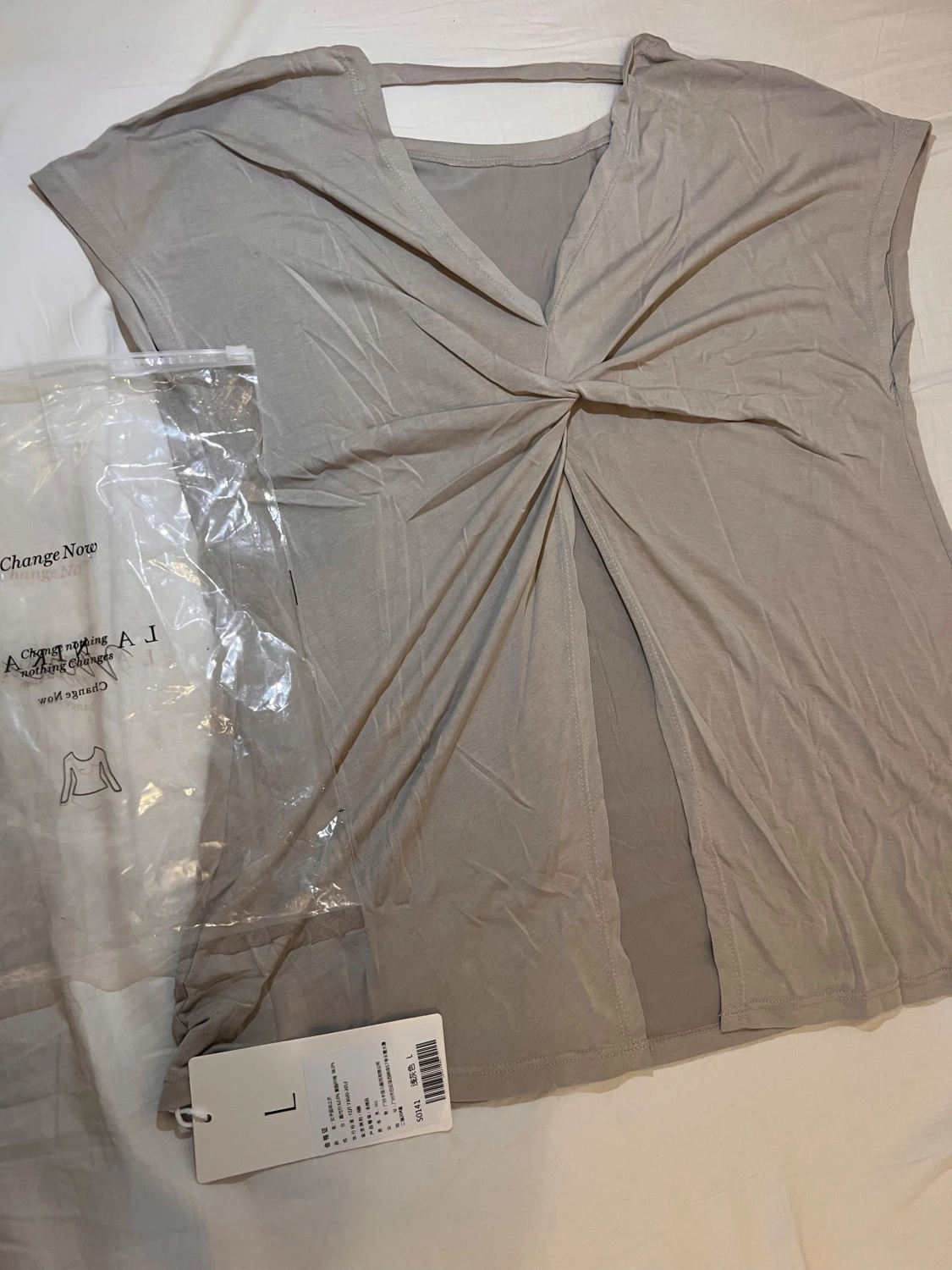 Grå omlott topp med twist fram - 3