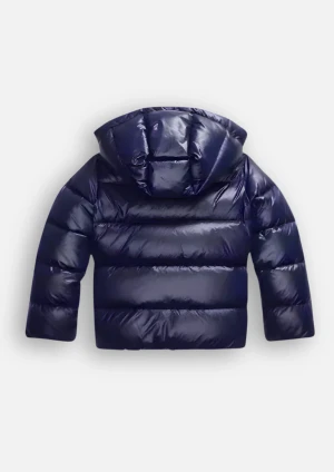 Mörkblå pufferjacka med huva - Säljer denna mörkblå pufferjacka med glansig finish och stor huva. Jackan är helt ny, aldrig använd! Med prislapp kvar, ordinarie pris 1700!